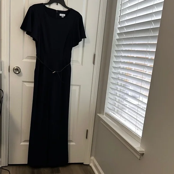 Calvin Klein Blue Jumpsuit With Belt Dress Size 8 - Picture 2 of 15